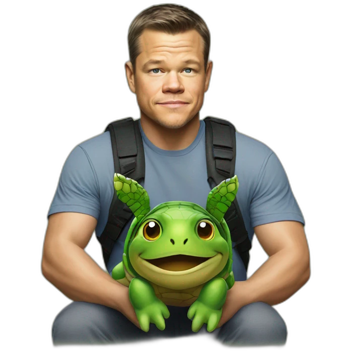 matt damon with a turtle emoji
