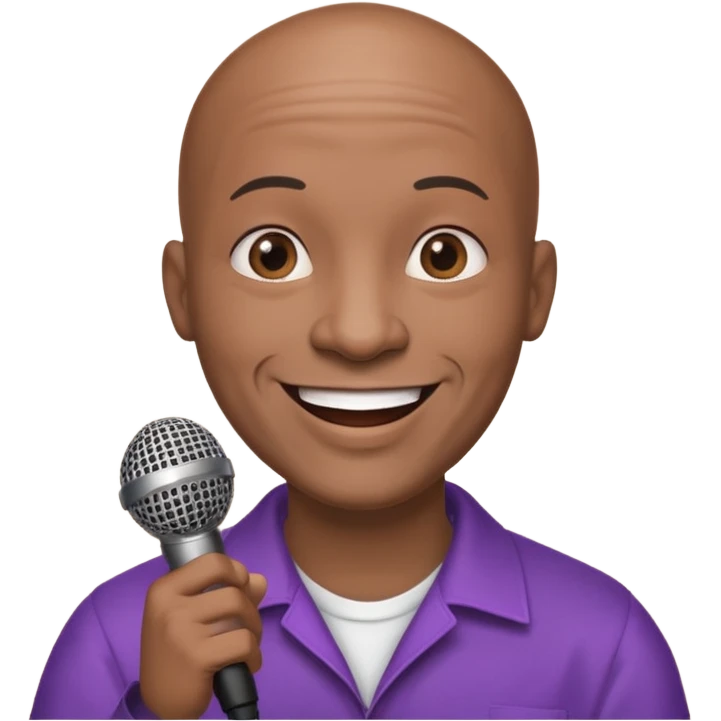 Black bald comedian with mic in one hand and a joint in another  emoji