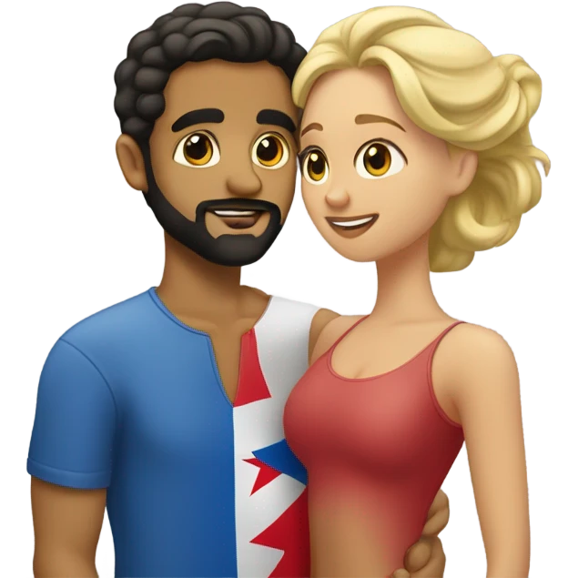 Puerto rican beard short hair with blonde girl kissing  emoji