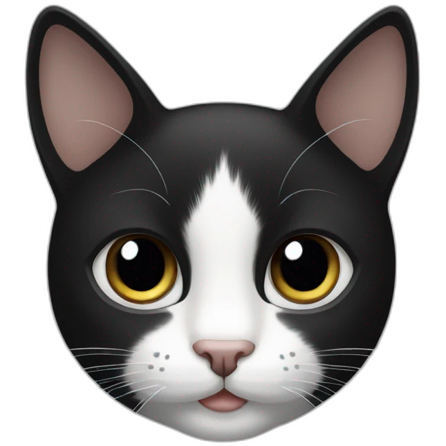 Black and white cat with white nose and black face emoji