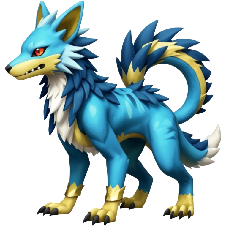 Shiny Cool Zeraora-Lombax-Sergal-Protogen-grem2-Wickerbeast-Pokémon, full body emoji