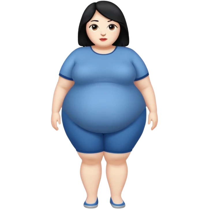 Fat white woman. Full body. Black hair emoji