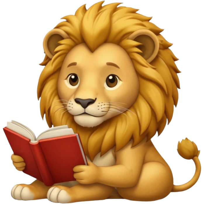 lion reading a book emoji