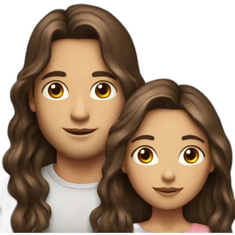 Cute brunette couple long hair emoji