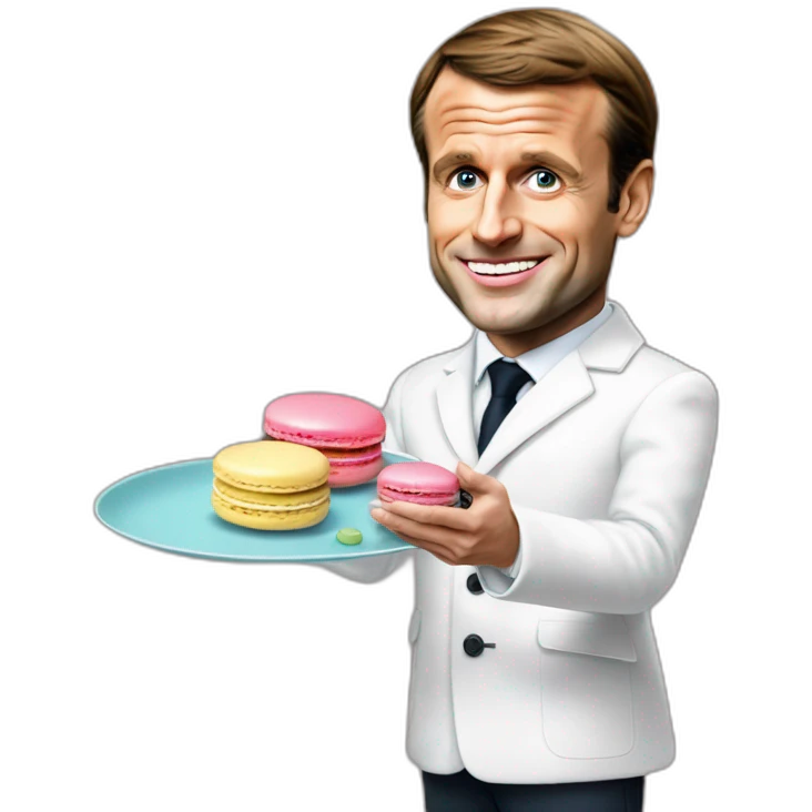 emmanuel macron with a macaron emoji