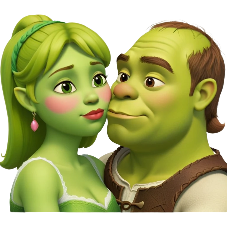 Shrek and fiona kissing emoji