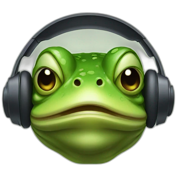 muscle frog man wearing a headphone  emoji