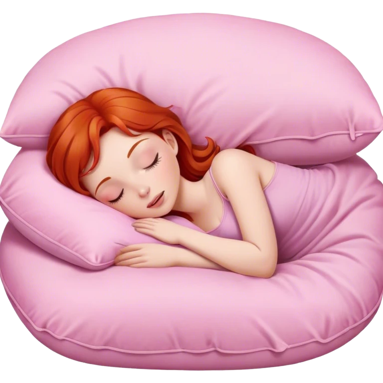 redhead taking nap on pink pillow emoji