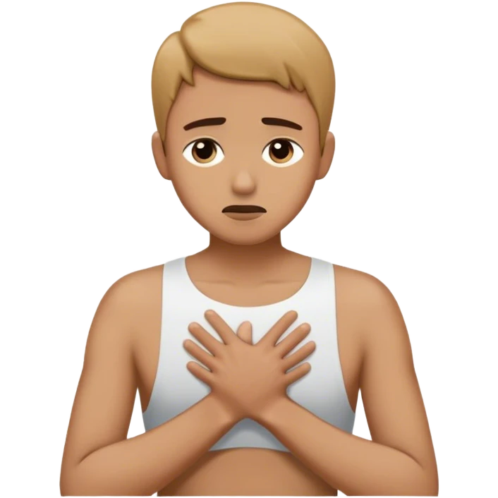 A person stands still, hand on their chest, hesitating between a floating “ “No.” Their face shows discomfort, but they don’t rush to choose. Nearby, someone looks disappointed but calm. The scene captures **pausing, tolerating discomfort, and making space for others' feelings.**  emoji