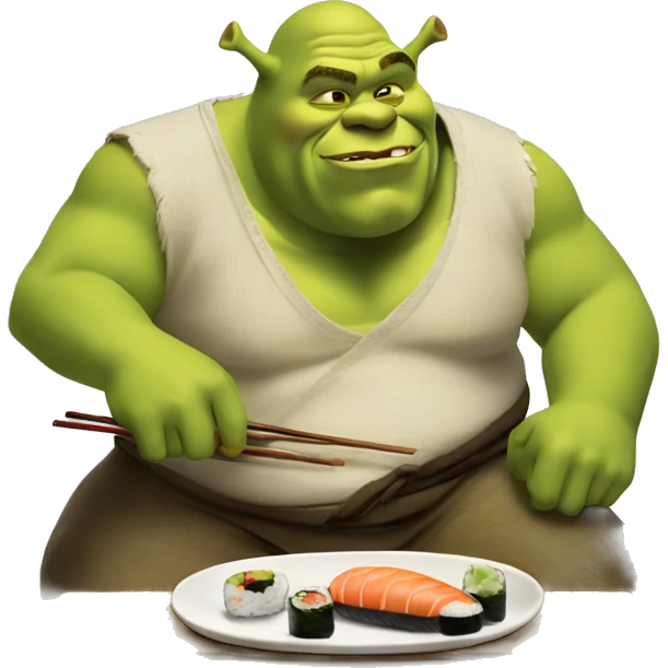 Shrek comiendo sushi emoji