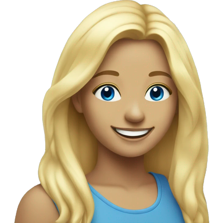 smiling blonde in nature with blue eyes  emoji