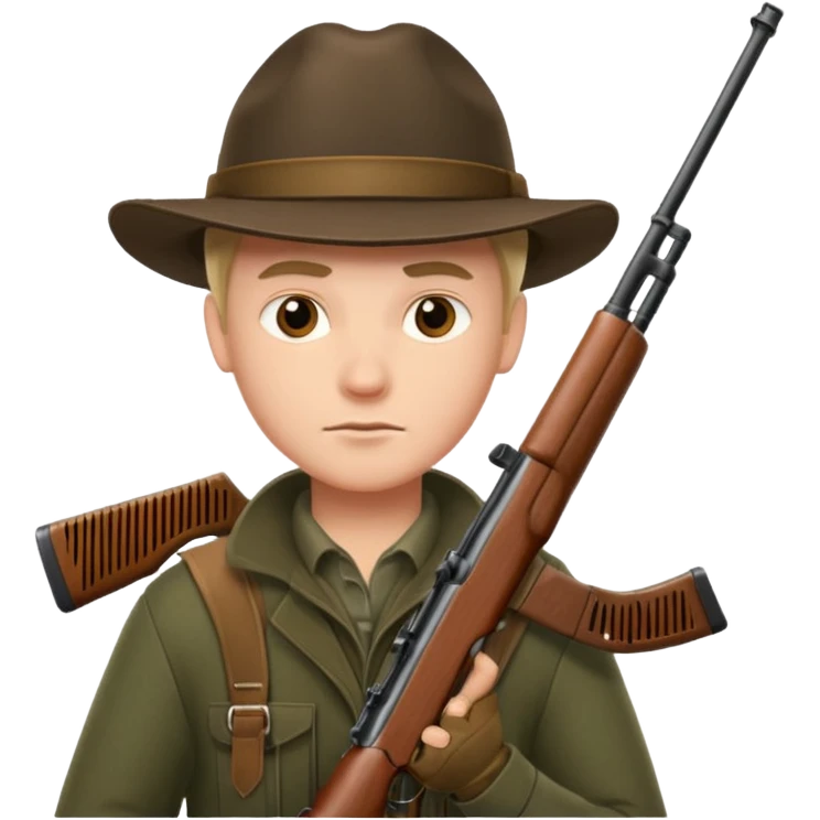 male hunter holding a gun, simple, clear expression emoji