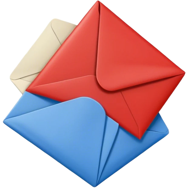two square separate envelopes red and blue emoji