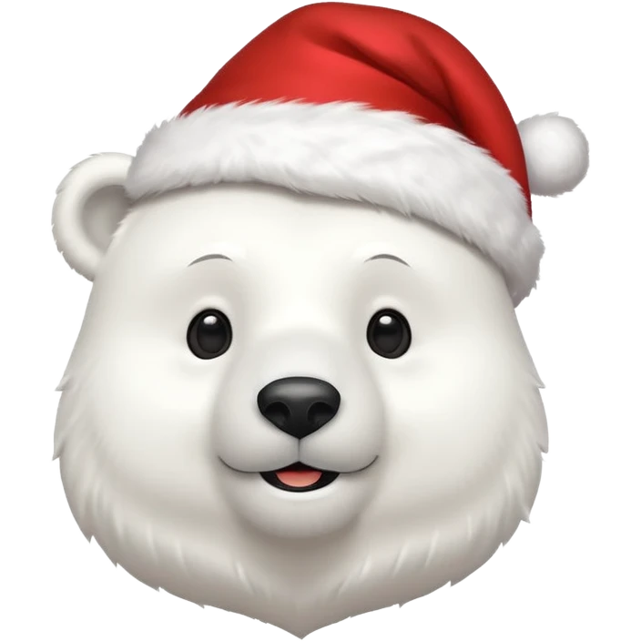 full polar bear with christmas hat on emoji