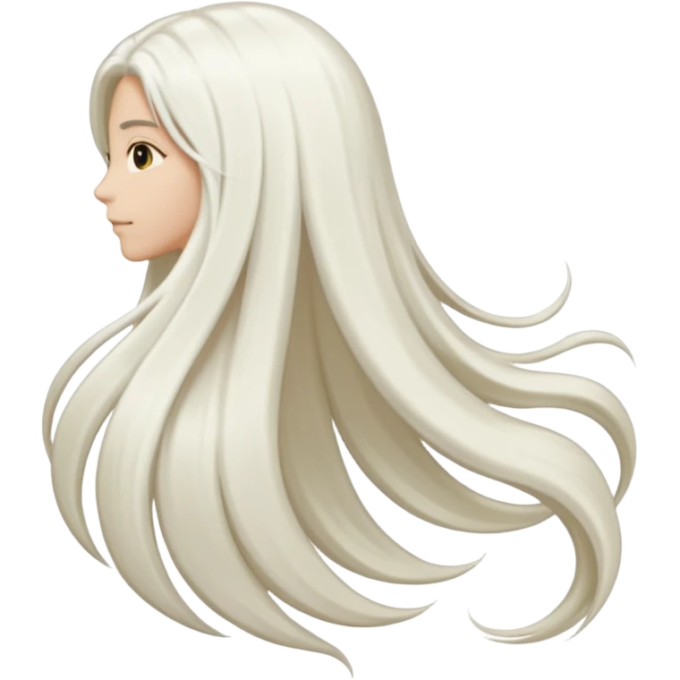 back view of long white hair emoji