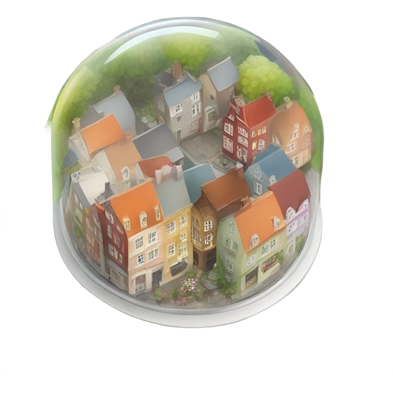  circular glass dome with March small town inside very pretty emoji