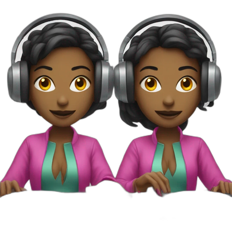 two scary girls djing emoji