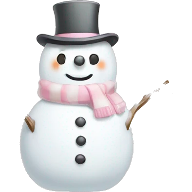 Cute white and light pink snowman emoji