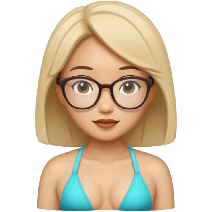 asian woman with glasses wearing a bikini emoji