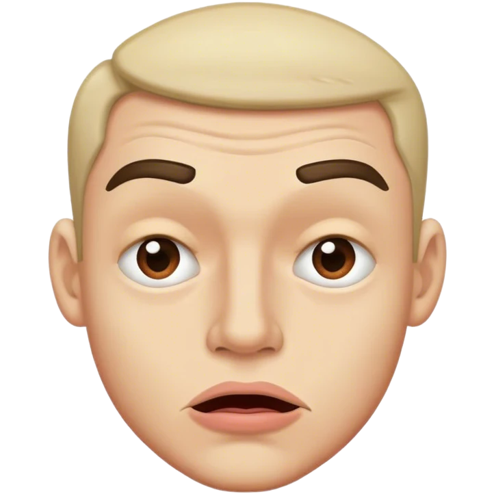 A guy bitting his lip and one eye brow is raising up and one is down emoji