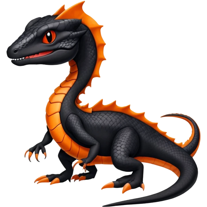 Black an Orange Salandit-Salazzle-Draco-Drakeon-Fakémon-creature-hybrid emoji