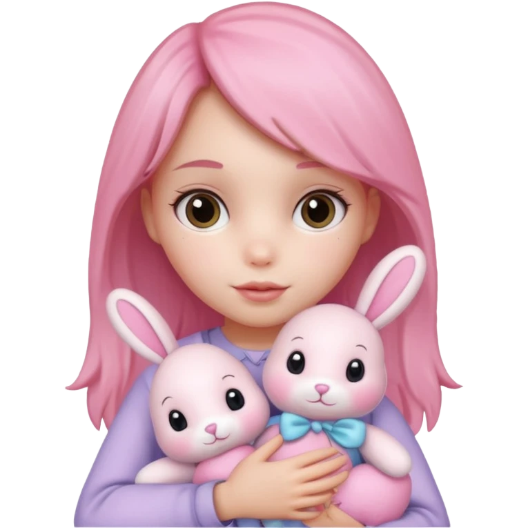 a girl with a pink bunny doll emoji
