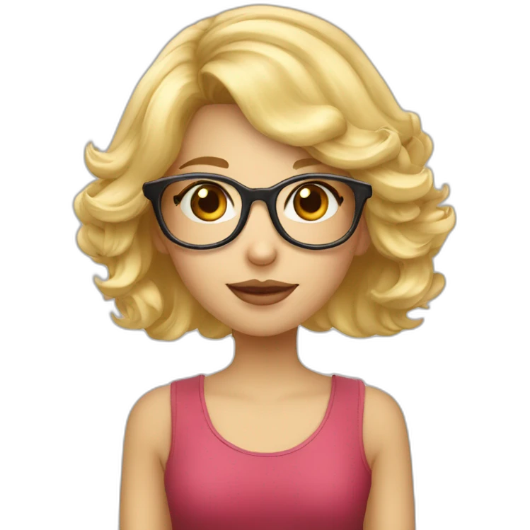 Fille blonde cheveux longs lunettes mignonne emoji