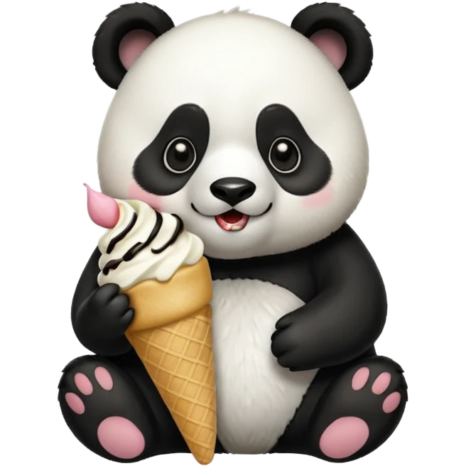 Panda eating ice cream emoji