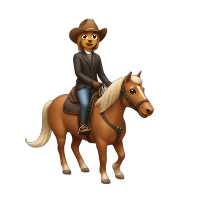 a dachshund riding a horse emoji