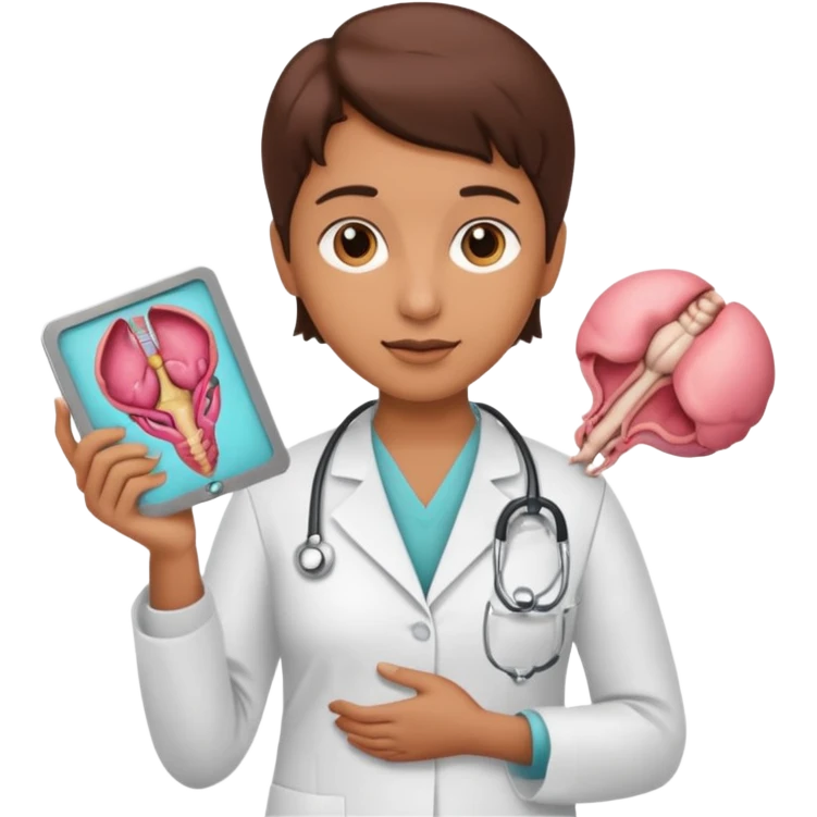 radiologist holding an image of the uterus emoji