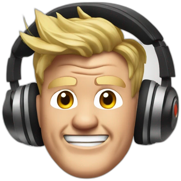 gordon ramsay listening with headphones, happy emoji