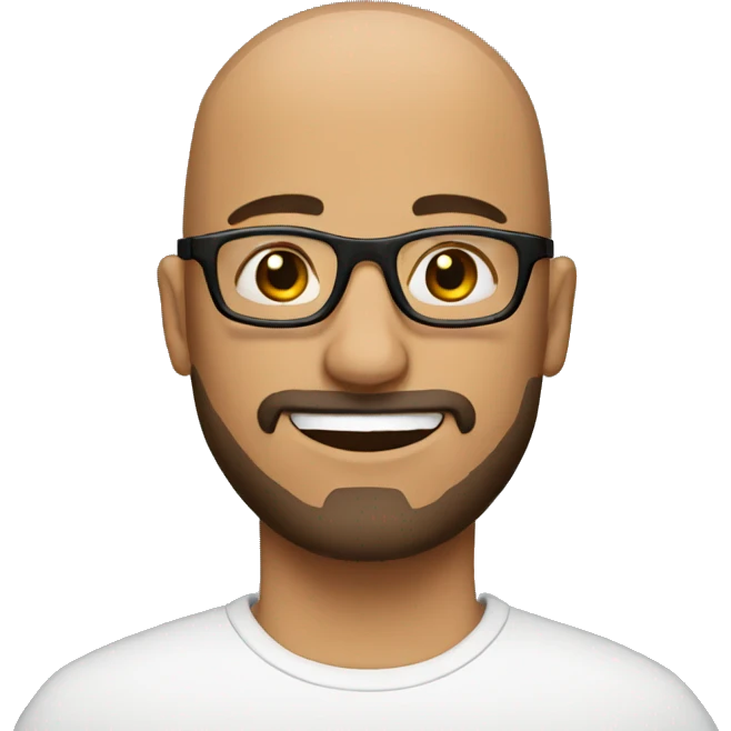 bald man with black glasses and short brown beard emoji