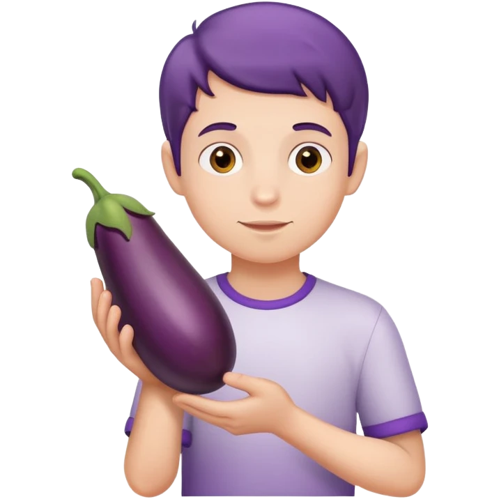 Boy holding eggplant  emoji