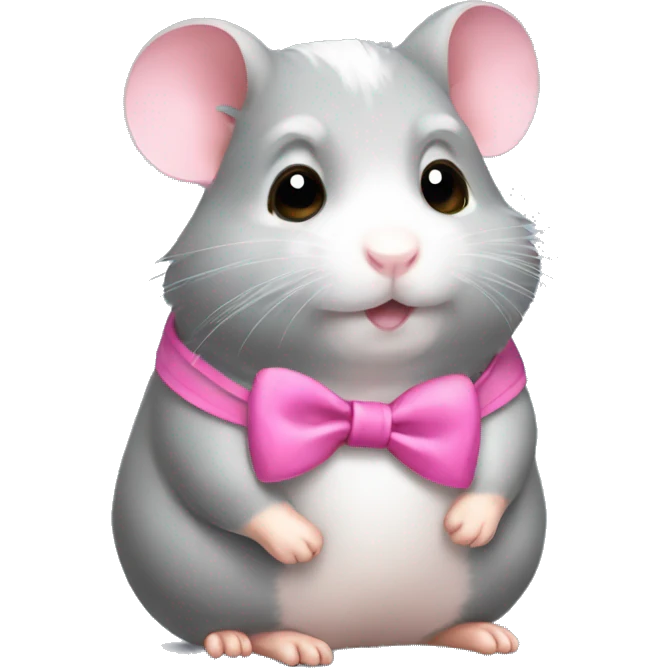 gray hamster wearing pink bow emoji