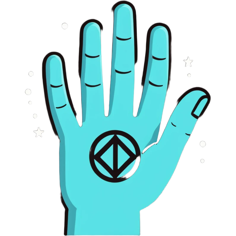 symbolic hand with runes and stars emoji