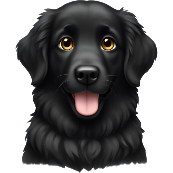 Fluffy black retriever  emoji