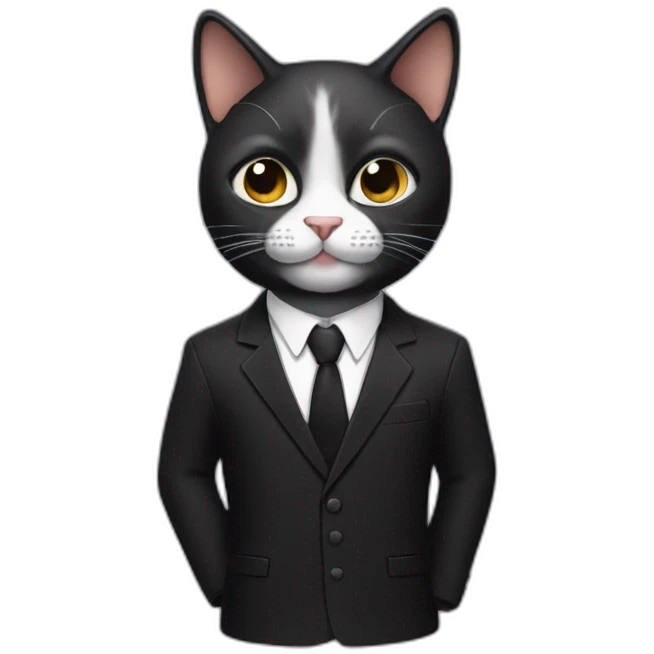 cat with a black suit emoji