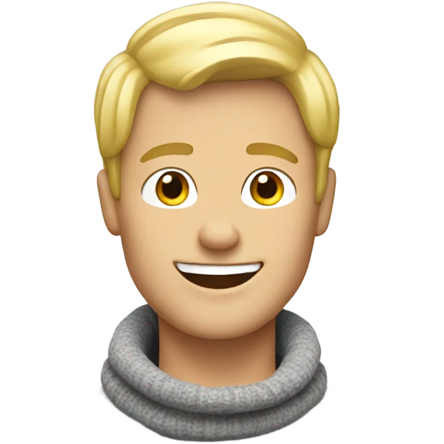 Blond man happy face wearing a snood emoji