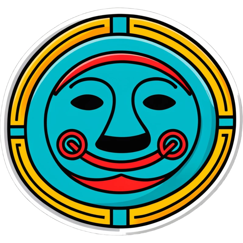 Mayan glyphs for messaging: happy face when receiving a message, sad face when no reply, letter symbol, all in minimalist geometric style emoji