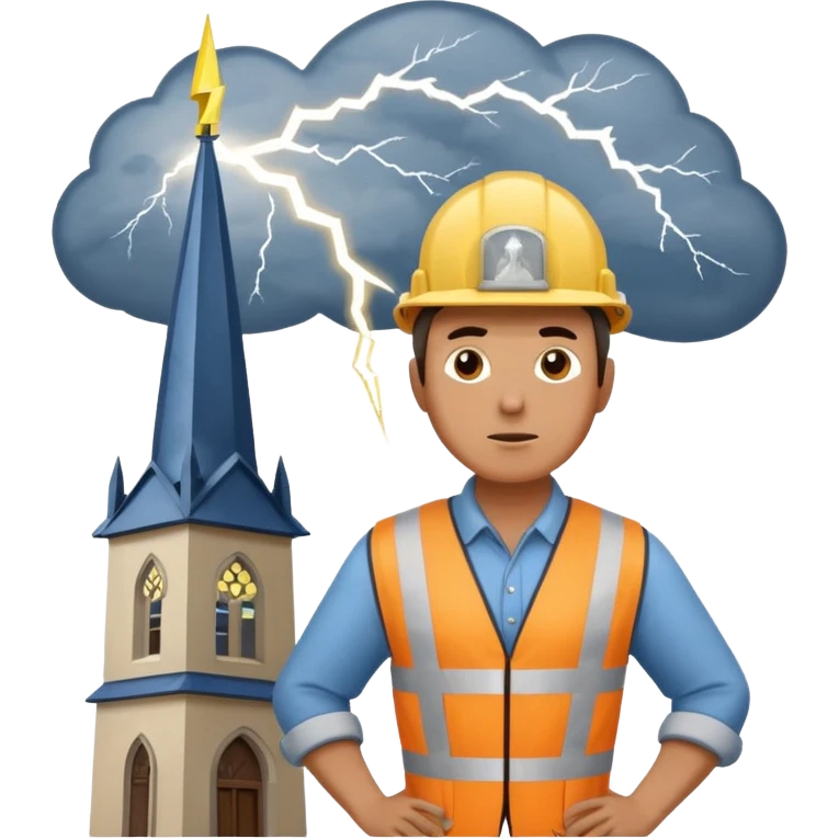 steeplejack man lightning strike on a church spire emoji