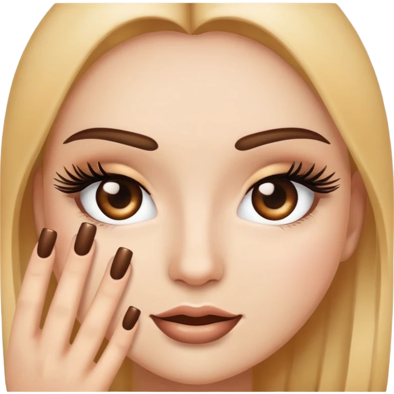 Emoji face with lashes and brown nails emoji