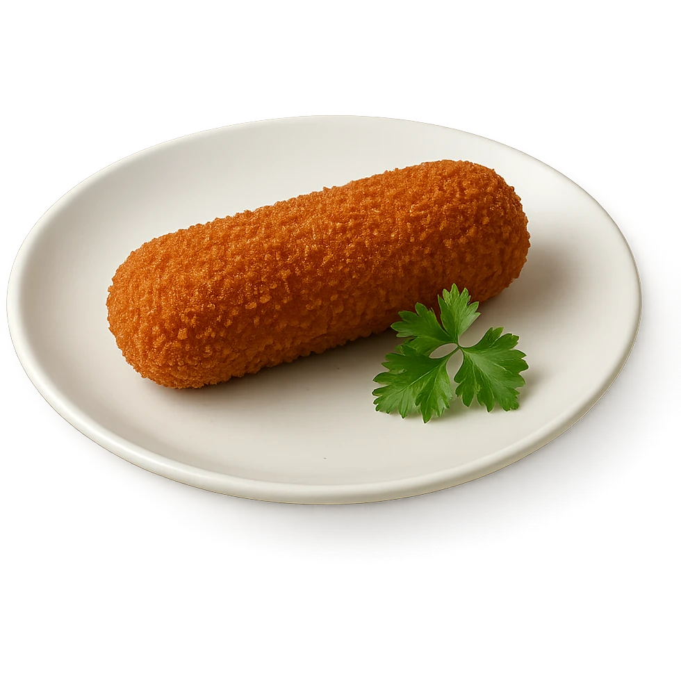 realistic kroket on a white plate, with parsley garnish emoji