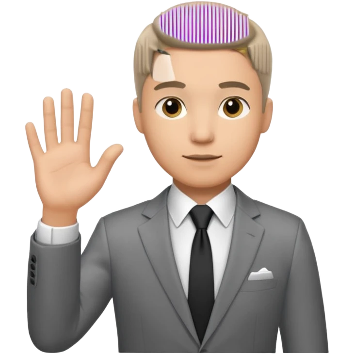 The businessman extends his hand to the side, as if he is about to give something. emoji