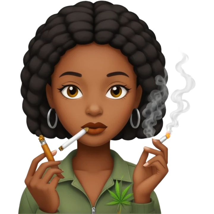 Black girl smoking weed emoji
