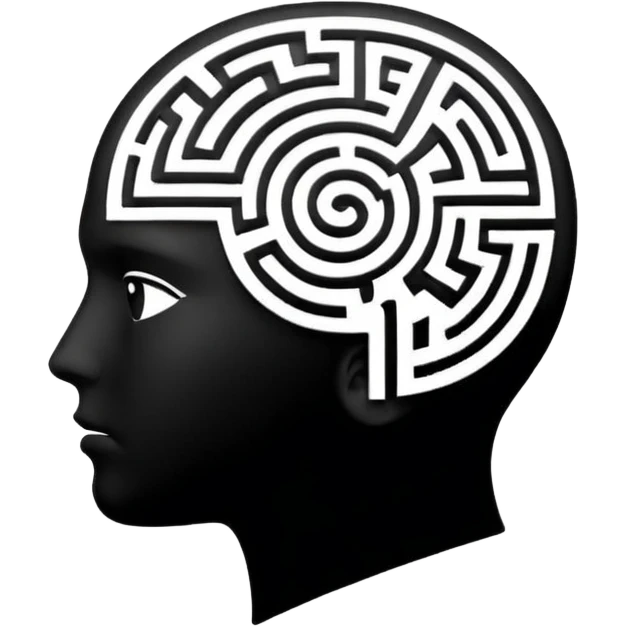 silhouette of a head with a maze inside emoji
