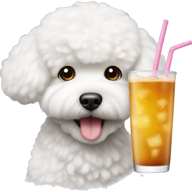 bobba drink with bichon frise emoji