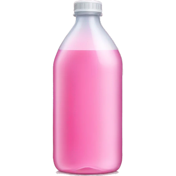 plastic bottle with crystaline pink liquid emoji