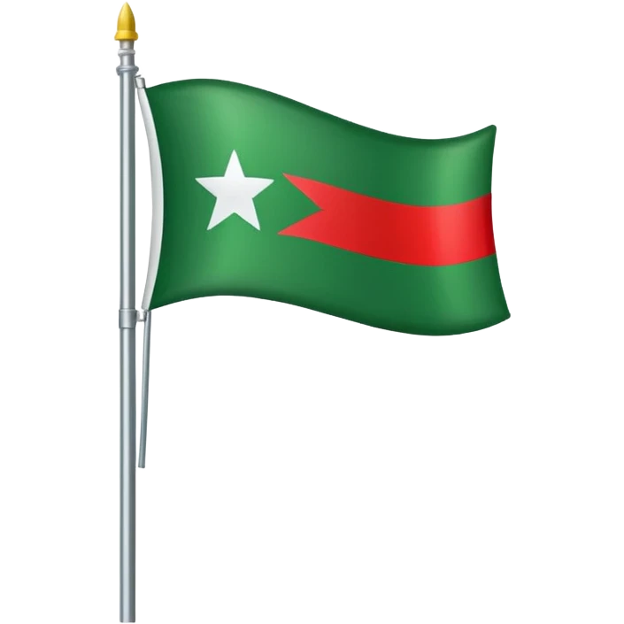 Lienzo Verde (Izquierda): En el extremo izquierdo (pegado al asta y 5 estrellas blancas,  rojo de ambos lados y blanco enmedio emoji