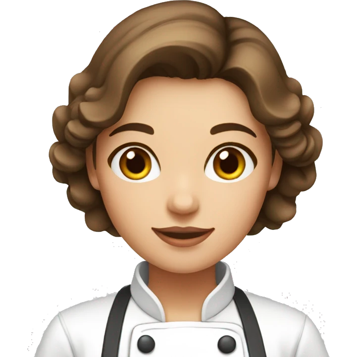 Female chef with brown hair and hazel eyes emoji