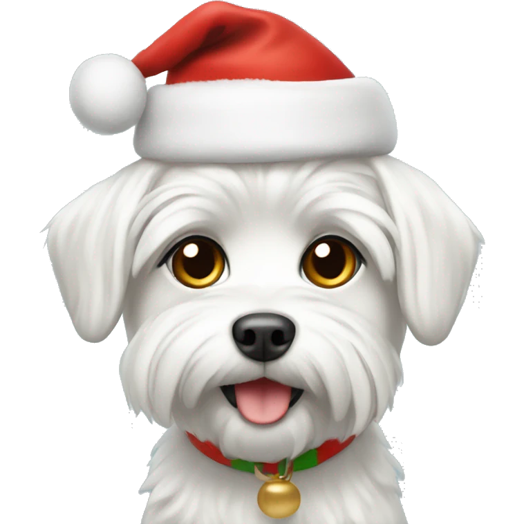 Maltese in a Christmas hat emoji